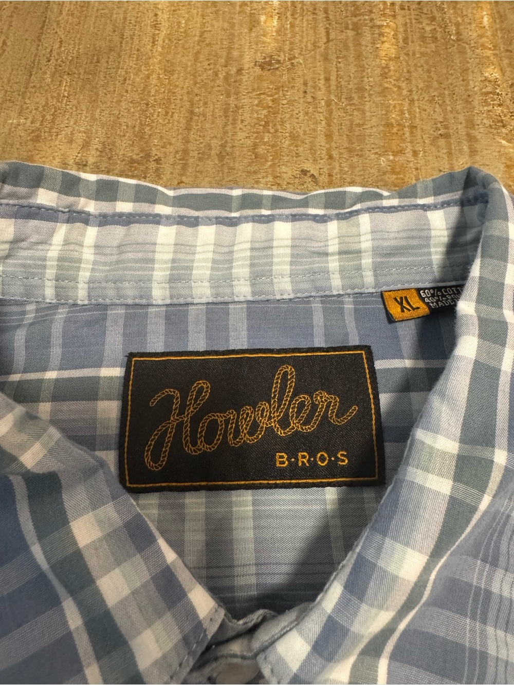 Men's howler brothers Short-Sleeve Light Blue Plaid Button-Down Shirt - Casual - Picture 2 of 4